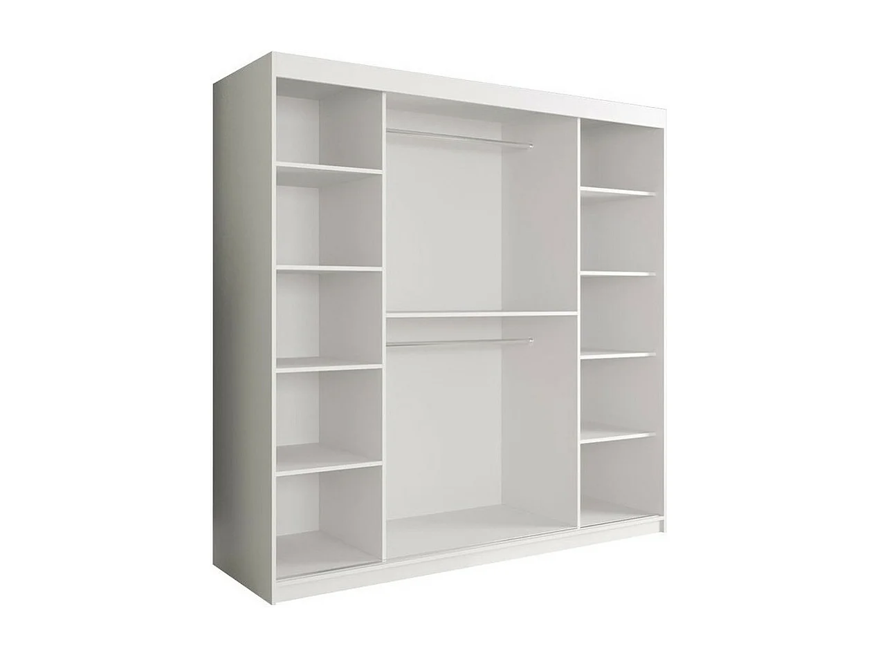 Armoire Hartford 256, Marbre blanc|Noir mat, 200x200x62cm, Portes d'armoire: Coulissantes