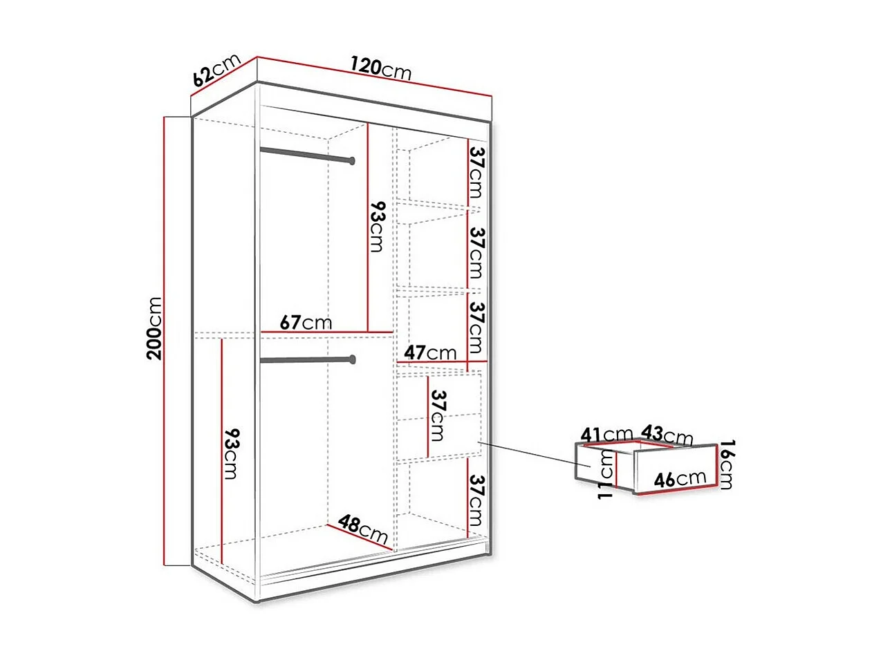 Armario Hartford 253, Mármol blanco|Negro mate, 200x120x62cm, Número de estantes: 4