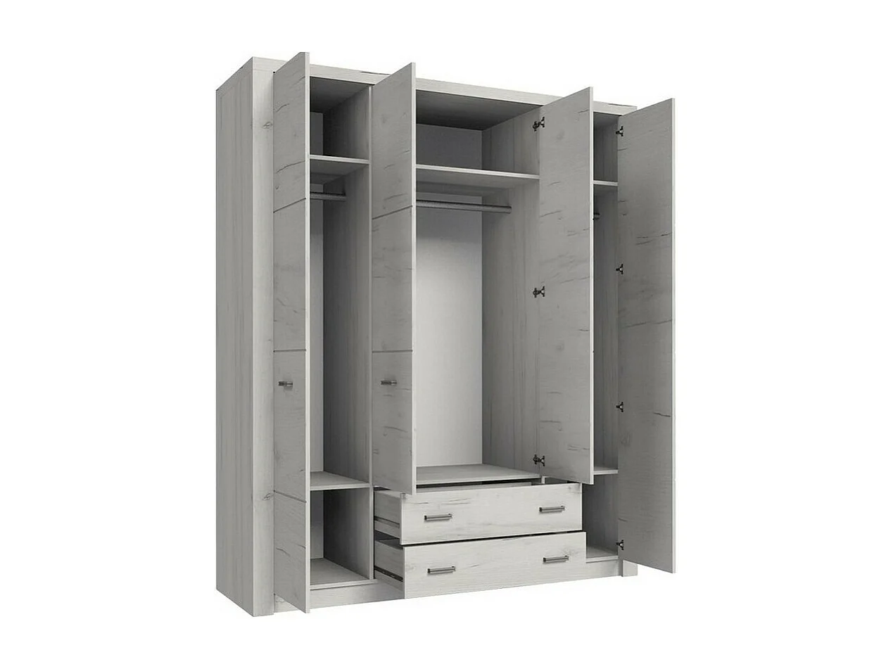 Armario Serfeno 116, Arte blanco, 214x178x58cm, Puertas de armario: Con bisagras