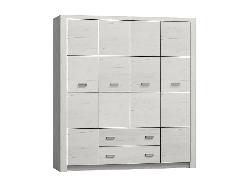 Armoire Serfeno 116, Artisanat blanc, 214x178x58cm, Portes d'armoire: Avec des charnières