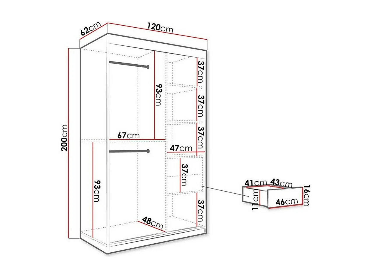Armoire Hartford 259, Marbre noir|Mat blanc, 200x120x62cm, Portes d'armoire: Coulissantes