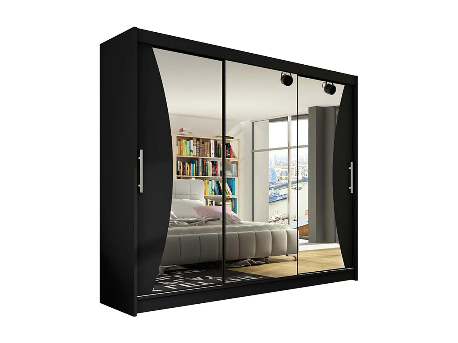 Armoire Closico 120, Noir, 215x250x58cm, Portes d'armoire: Coulissantes