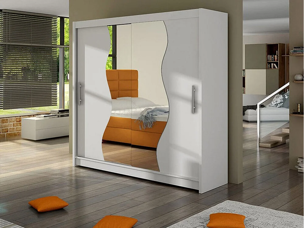 Armario Closico 126, Blanco, 215x180x58cm, Puertas de armario: Correderas