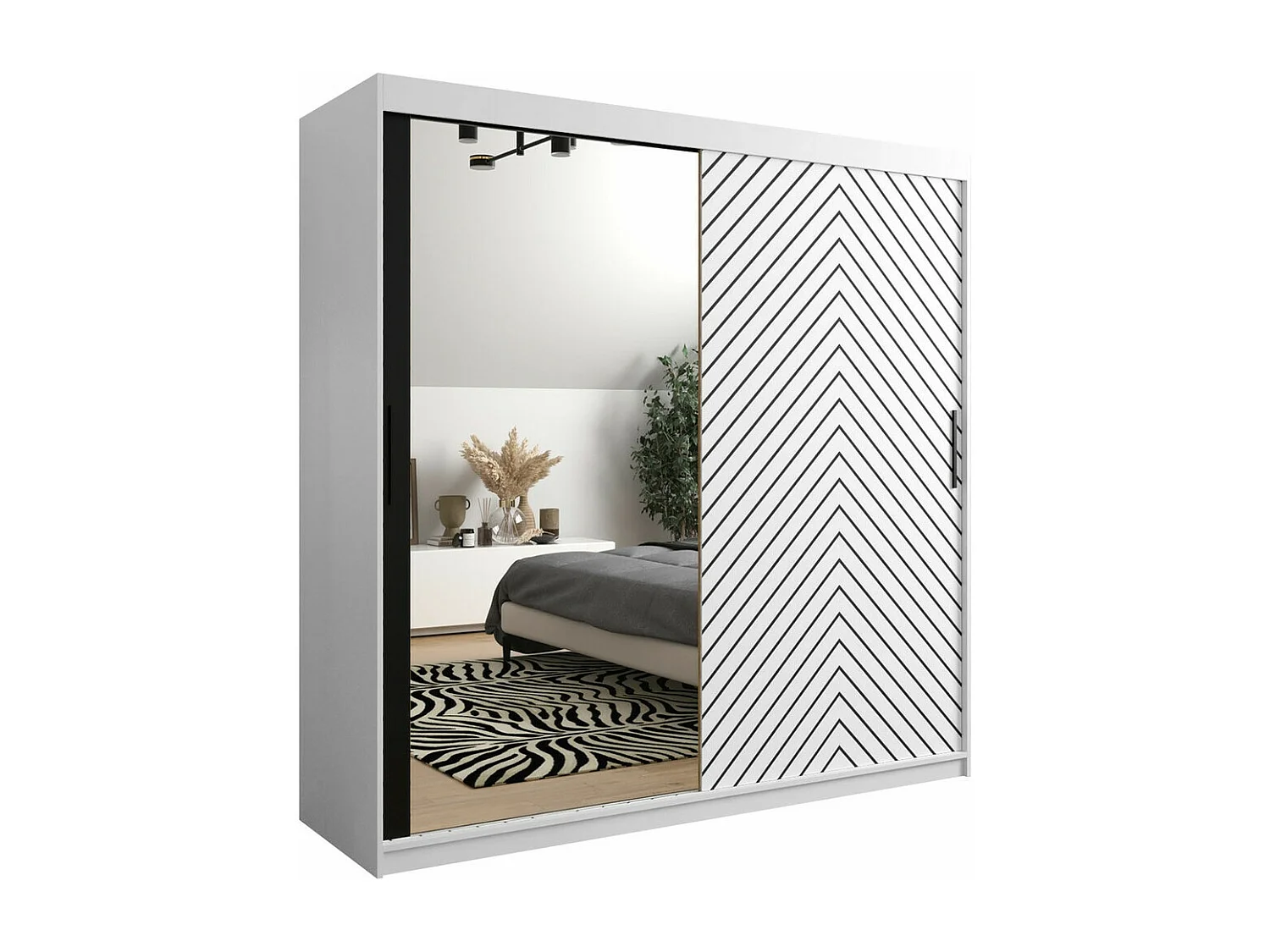 Armario Hartford 315, Blanco|Negro, 200x200x62cm, Puertas de armario: Correderas