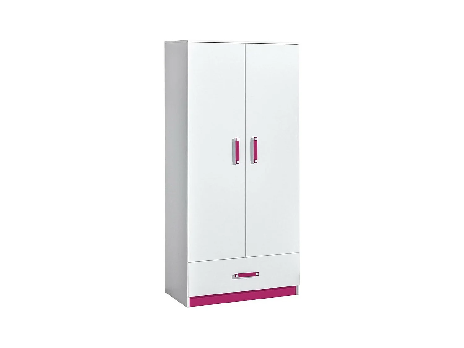 Guardaroba Sorviru 103, Bianco|Fucsia, 189x90x50cm, Porte guardaroba: Battenti