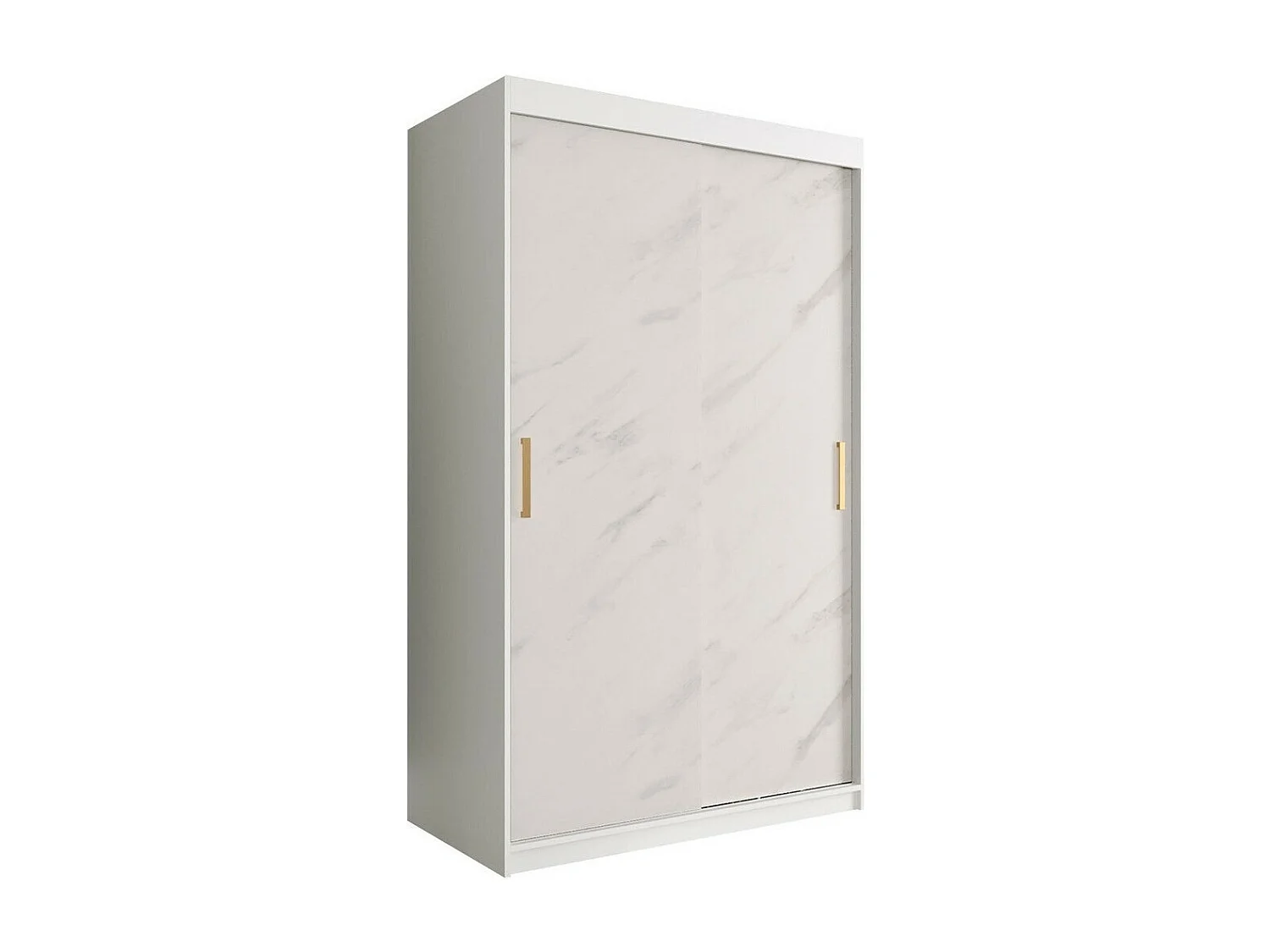 Armoire Hartford 247, Marbre blanc|Mat blanc, 200x120x62cm, Nombre d'étagères: 5
