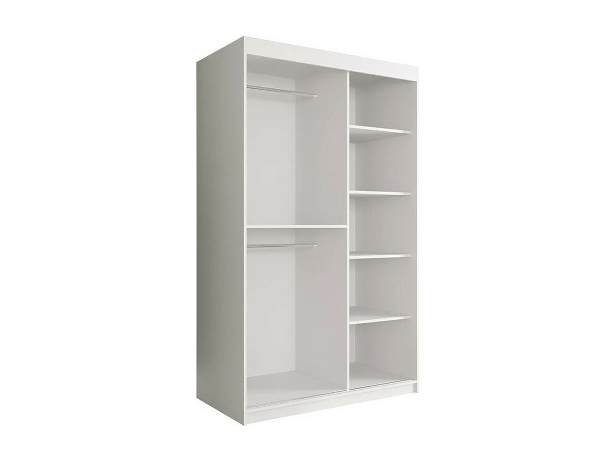 Armoire Hartford 247, Marbre blanc|Mat blanc, 200x120x62cm, Nombre d'étagères: 5
