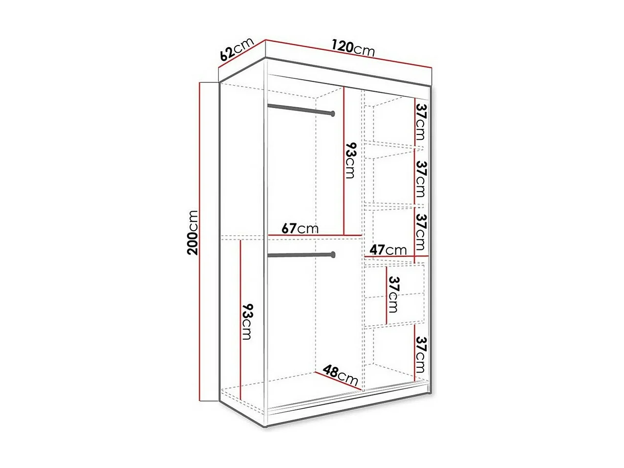 Armoire Hartford 247, Marbre blanc|Mat blanc, 200x120x62cm, Nombre d'étagères: 5