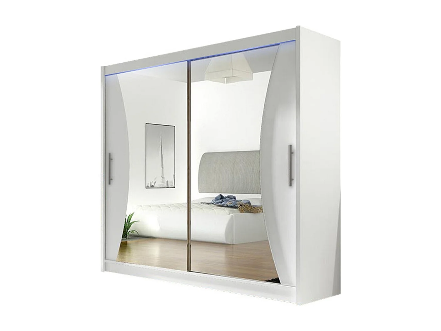 Armario Closico 124, Blanco, 215x180x57cm, Puertas de armario: Correderas