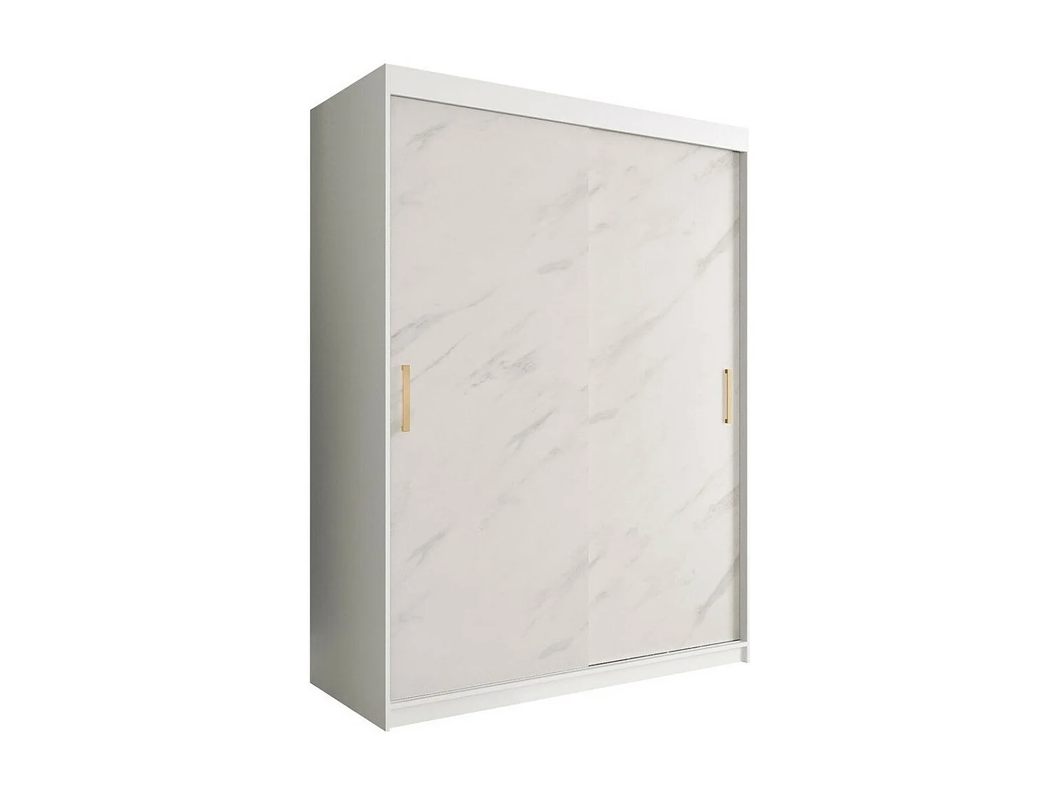 Armoire Hartford 248, Marbre blanc|Mat blanc, 200x150x62cm, Nombre d'étagères: 5