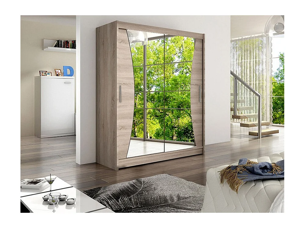 Armoire Closico 116, Truffe chêne, 200x150x58cm, Portes d'armoire: Coulissantes