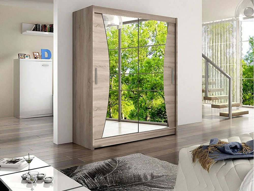 Armoire Closico 116, Truffe chêne, 200x150x58cm, Portes d'armoire: Coulissantes