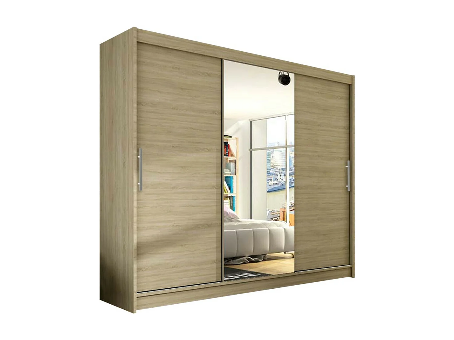 Armario Closico 122, Roble Sonoma, 215x250x58cm, Puertas de armario: Correderas