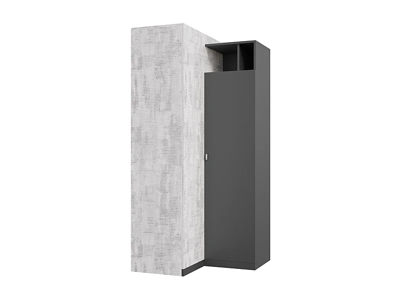 Armoire d'angle Omaha F113, Gris|Graphite, 195x95x95cm, Nombre d'étagères: 6.00