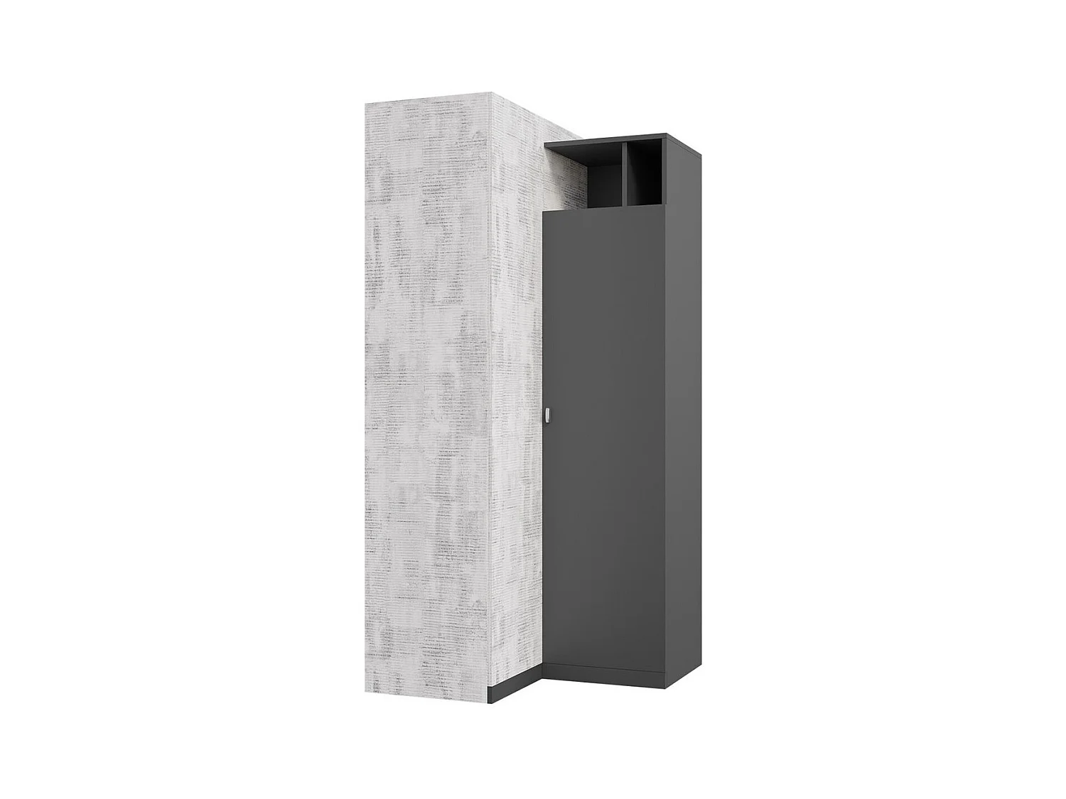 Armoire d'angle Omaha F113, Gris|Graphite, 195x95x95cm, Nombre d'étagères: 6.00
