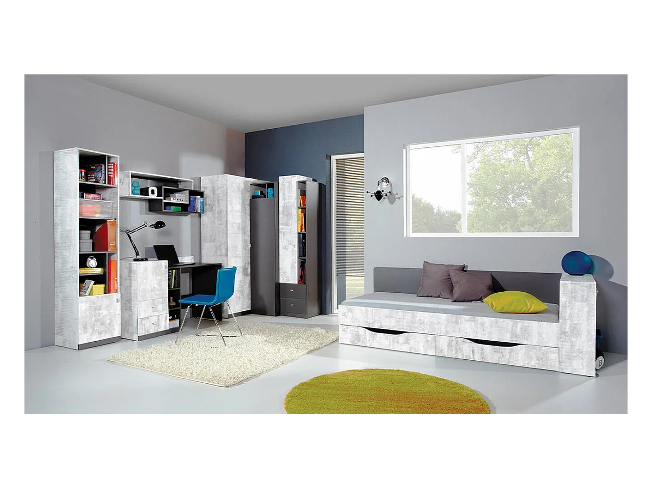 Armoire d'angle Omaha F113, Gris|Graphite, 195x95x95cm, Nombre d'étagères: 6.00