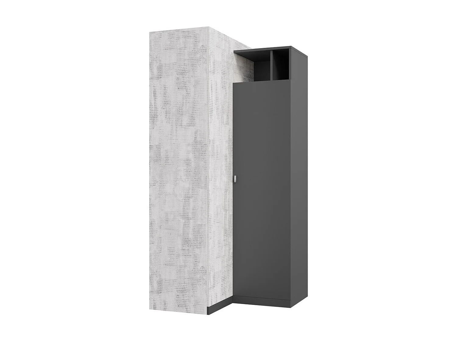Armoire d'angle Omaha F113, Gris|Graphite, 195x95x95cm, Nombre d'étagères: 6.00