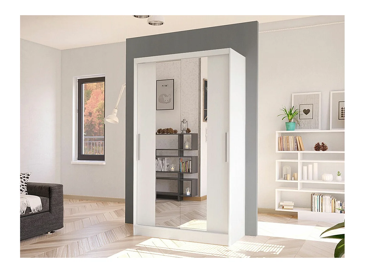 Guardaroba Closico 163, Bianco, 200x100x58cm, Porte guardaroba: Scorrevoli