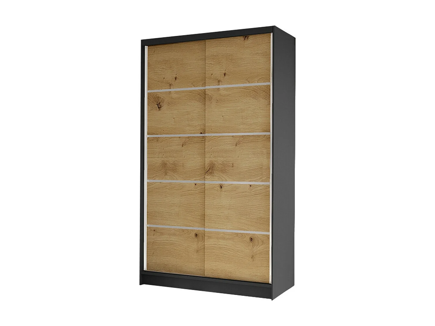Armoire Closico 167, Noir|Chêne Artisan, 200x100x58cm, Portes d'armoire: Coulissantes