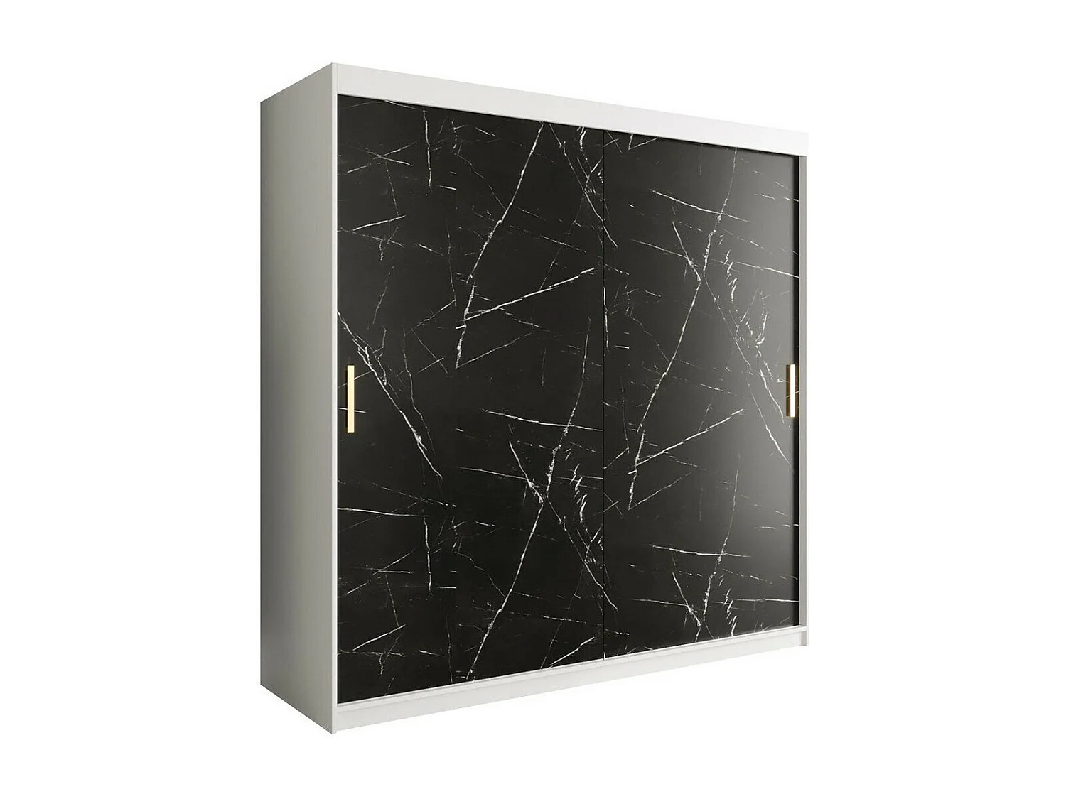 Armario Hartford 250, Mármol negro|Mate blanco, 200x200x62cm, Número de estantes: 9