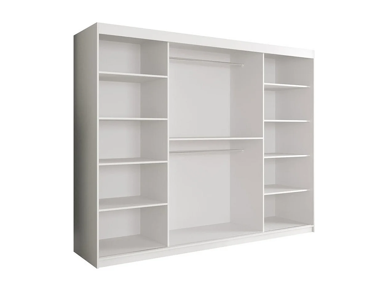 Armario Hartford 263, Mármol blanco|Negro mate, 200x250x62cm, Número de estantes: 9