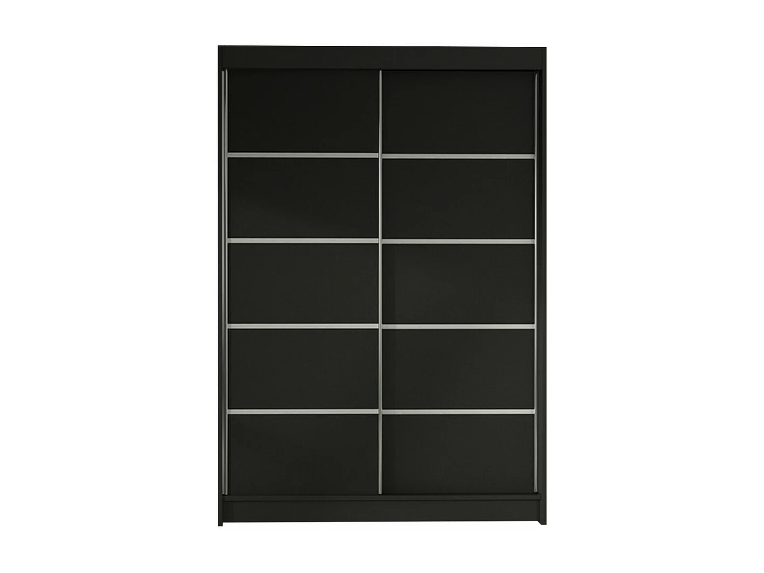Armario Closico 150, Negro, 200x120x58cm, Puertas de armario: Correderas