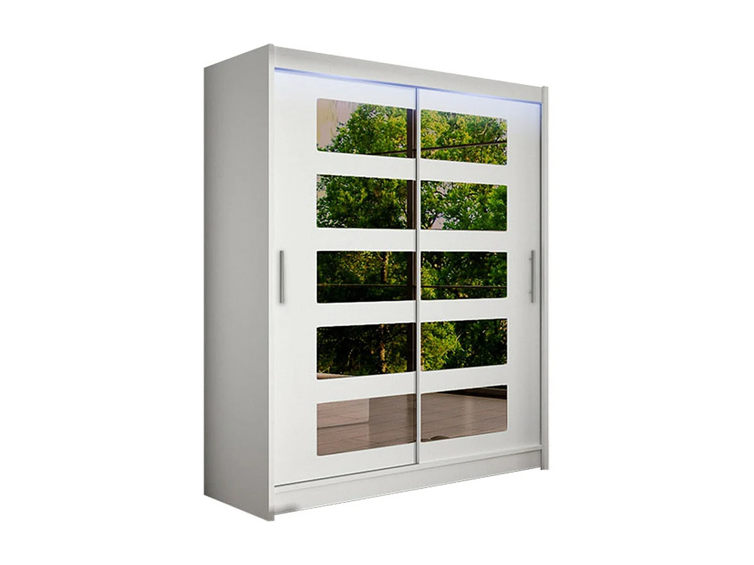 Armario Closico 114, Blanco, 200x150x58cm, Puertas de armario: Correderas