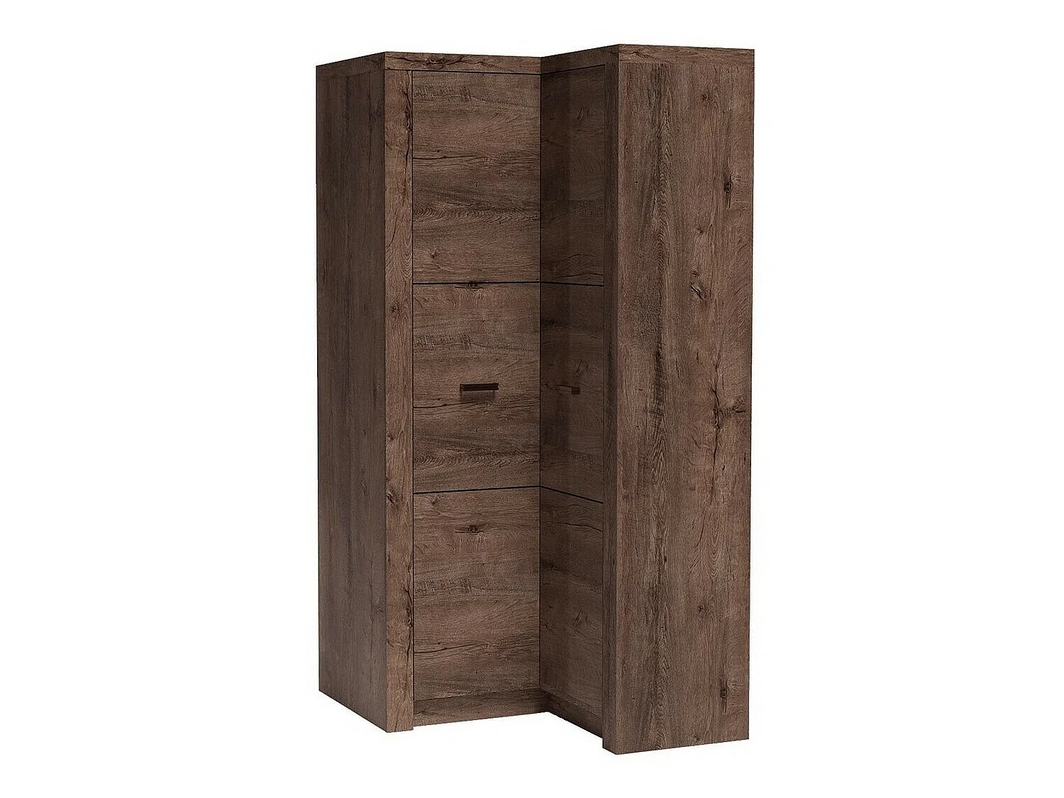 Armoire d'angle Serfeno 110, Chêne sombre, 192x106x90cm, Nombre d'étagères: 5