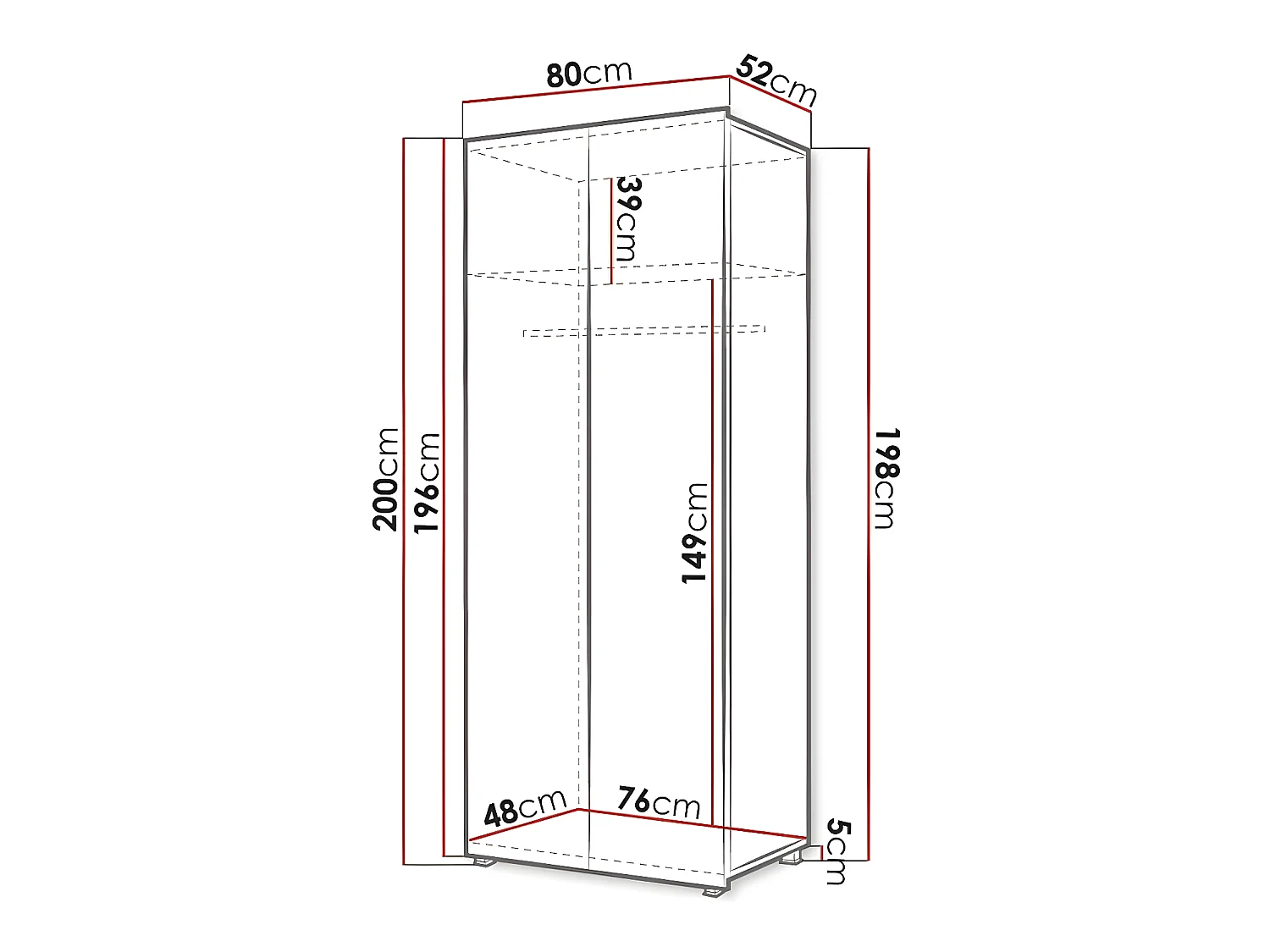 Armario Tivdalu 125, Roble dorado, 200x80x52cm, Puertas de armario: Con bisagras