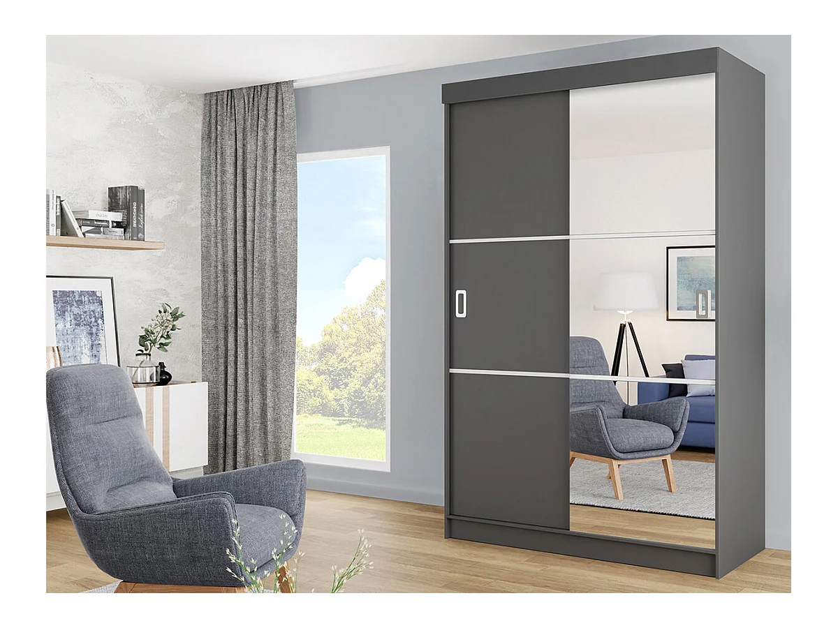 Armoire Dover 111, Graphite, 205x138x60cm, Portes d'armoire: Coulissantes