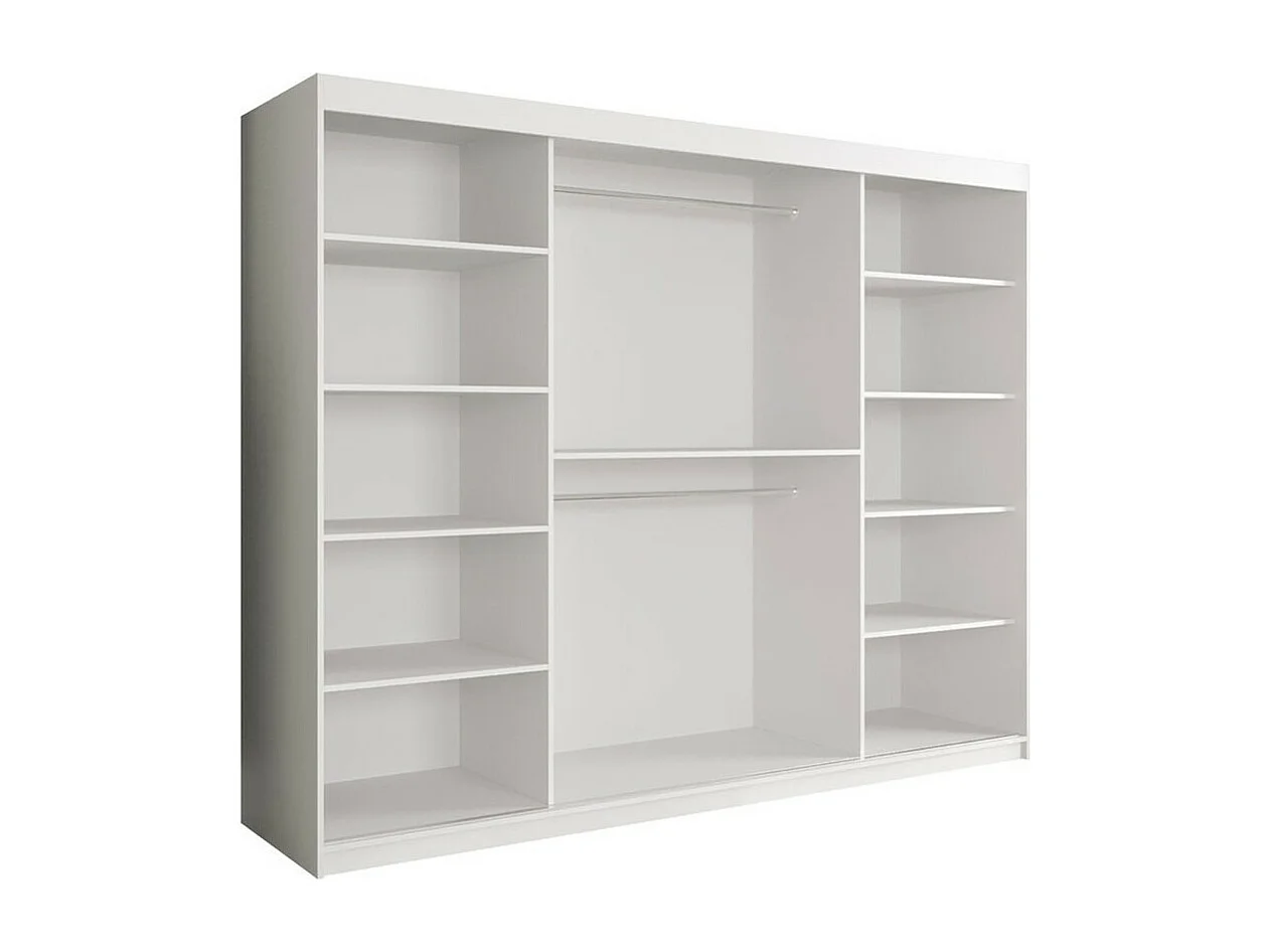 Armoire Hartford 263, Marbre noir|Mat blanc, 200x250x62cm, Portes d'armoire: Coulissantes