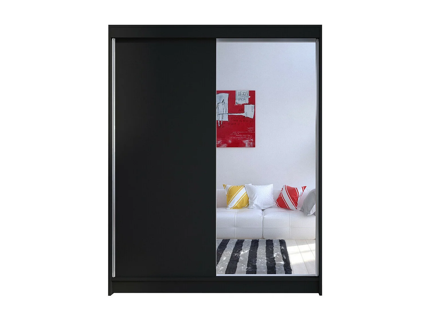 Armoire Closico 140, Noir, 200x150x58cm, Portes d'armoire: Coulissantes