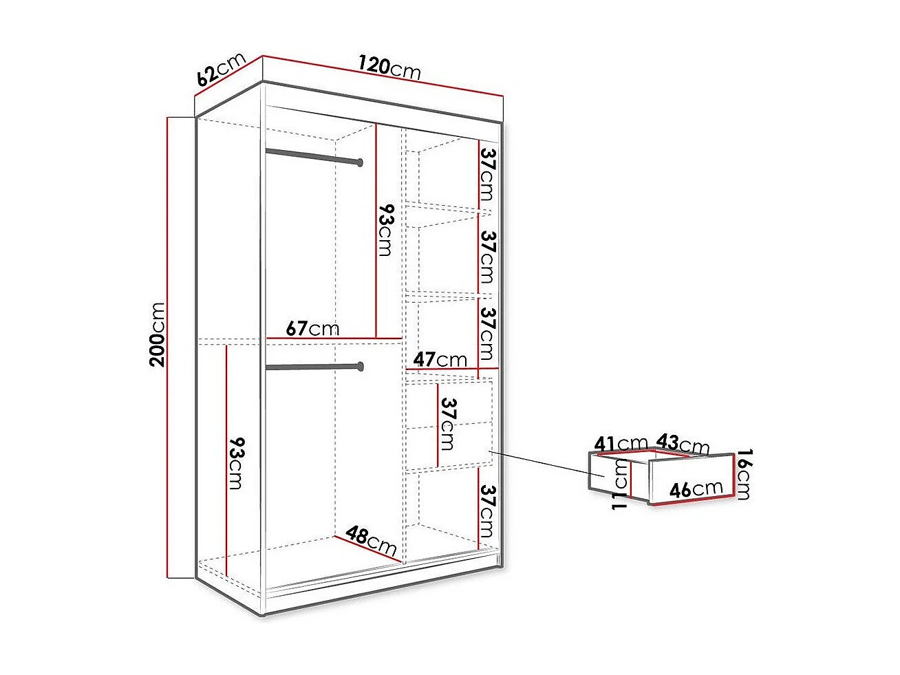 Armoire Hartford 259, Marbre noir|Noir mat, 200x120x62cm, Portes d'armoire: Coulissantes