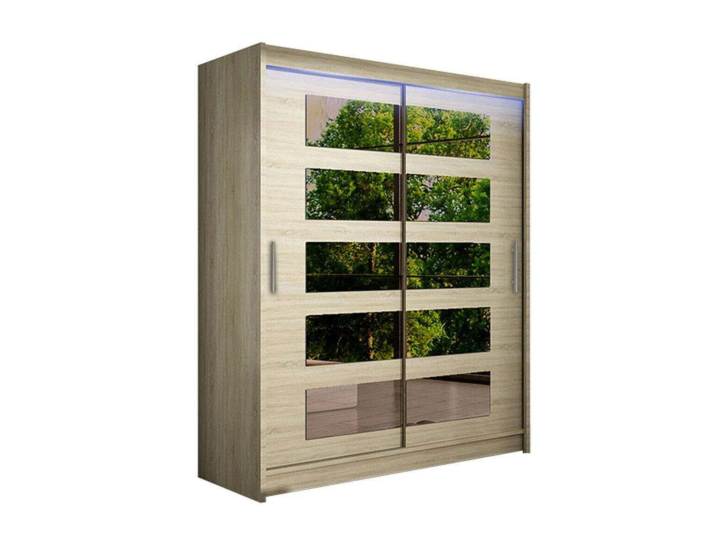 Armoire Closico 114, Sonoma chêne, 200x150x58cm, Portes d'armoire: Coulissantes