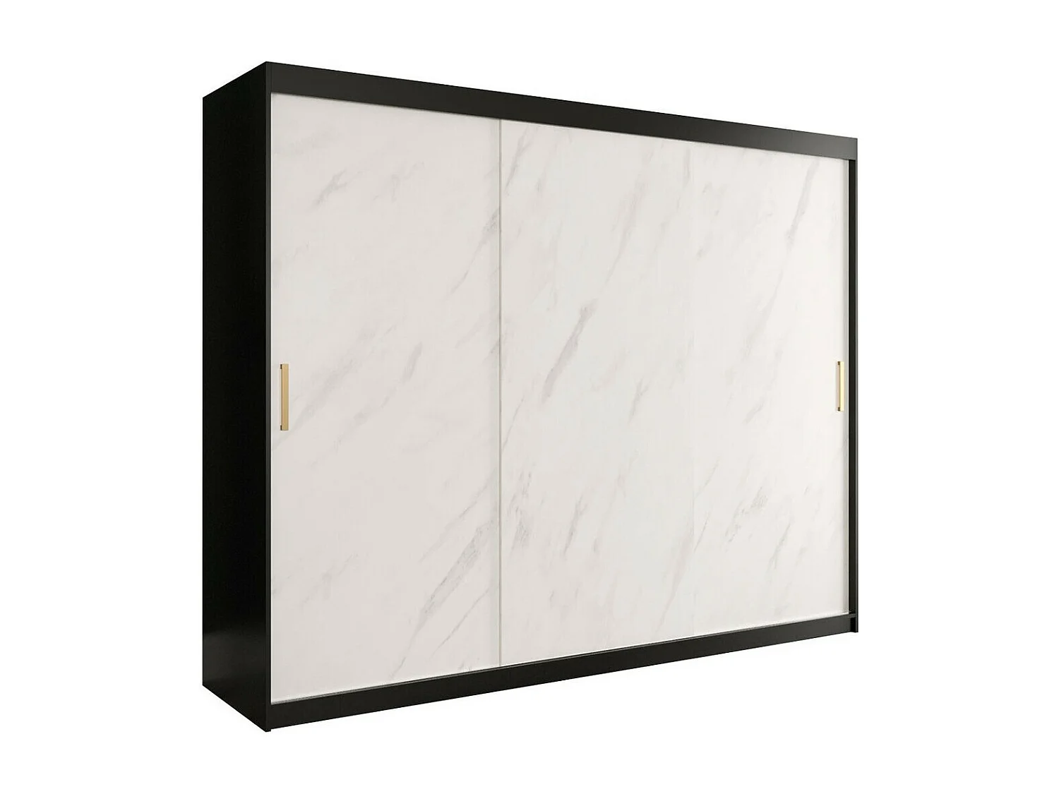 Armario Hartford 251, Mármol blanco|Negro mate, 200x250x62cm, Número de estantes: 9