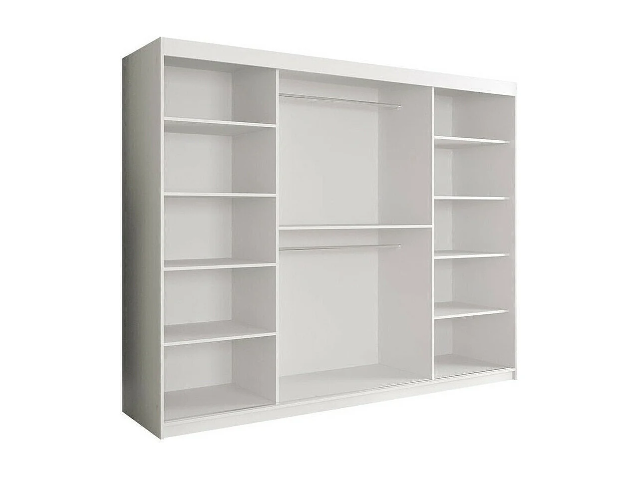 Armoire Hartford 251, Marbre blanc|Noir mat, 200x250x62cm, Portes d'armoire: Coulissantes