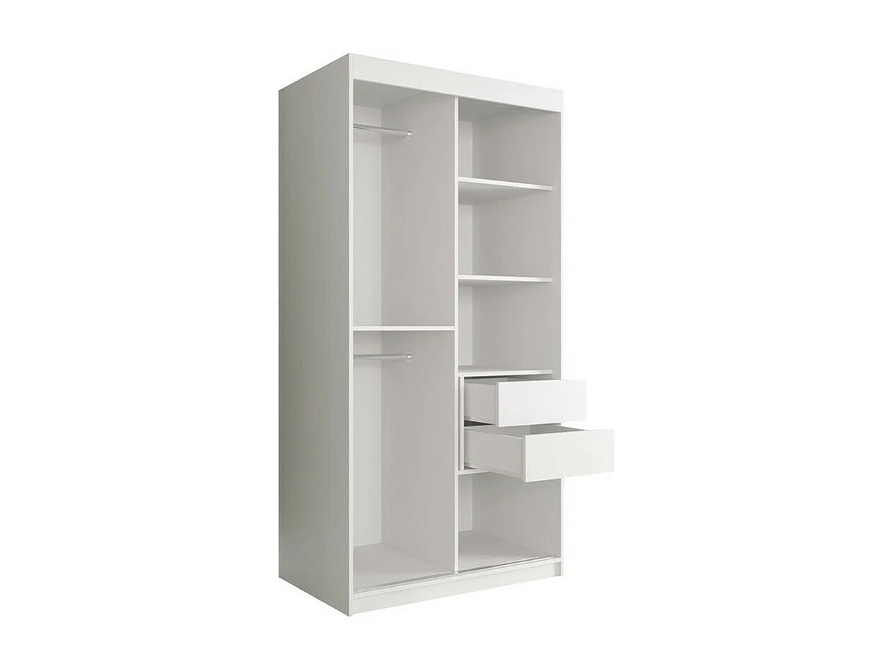 Armoire Hartford 246, Marbre blanc|Noir mat, 200x100x62cm, Portes d'armoire: Coulissantes