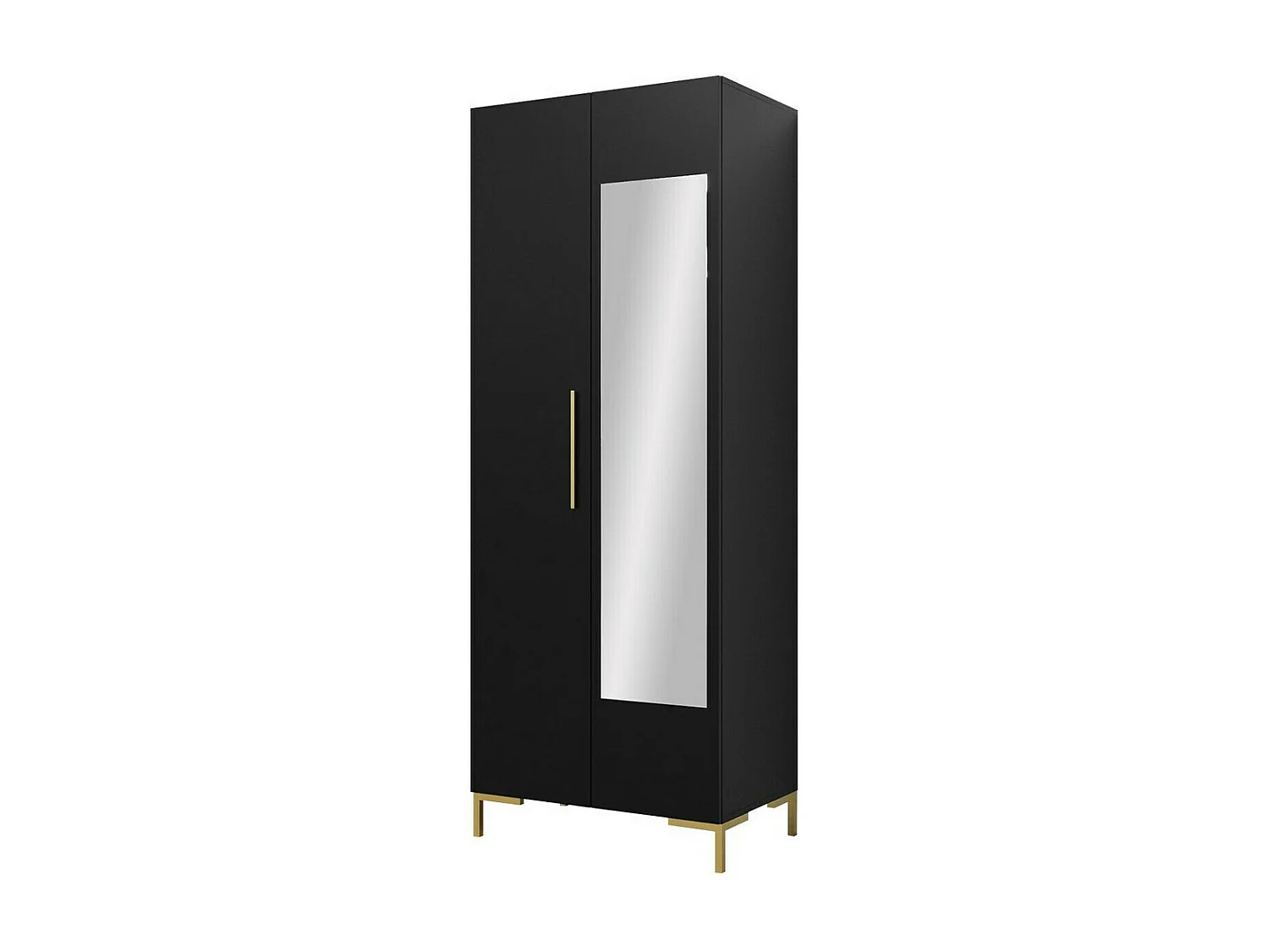 Armario Tivsoa 110, Dorado|Negro, 196x74x44cm, Puertas de armario: Con bisagras