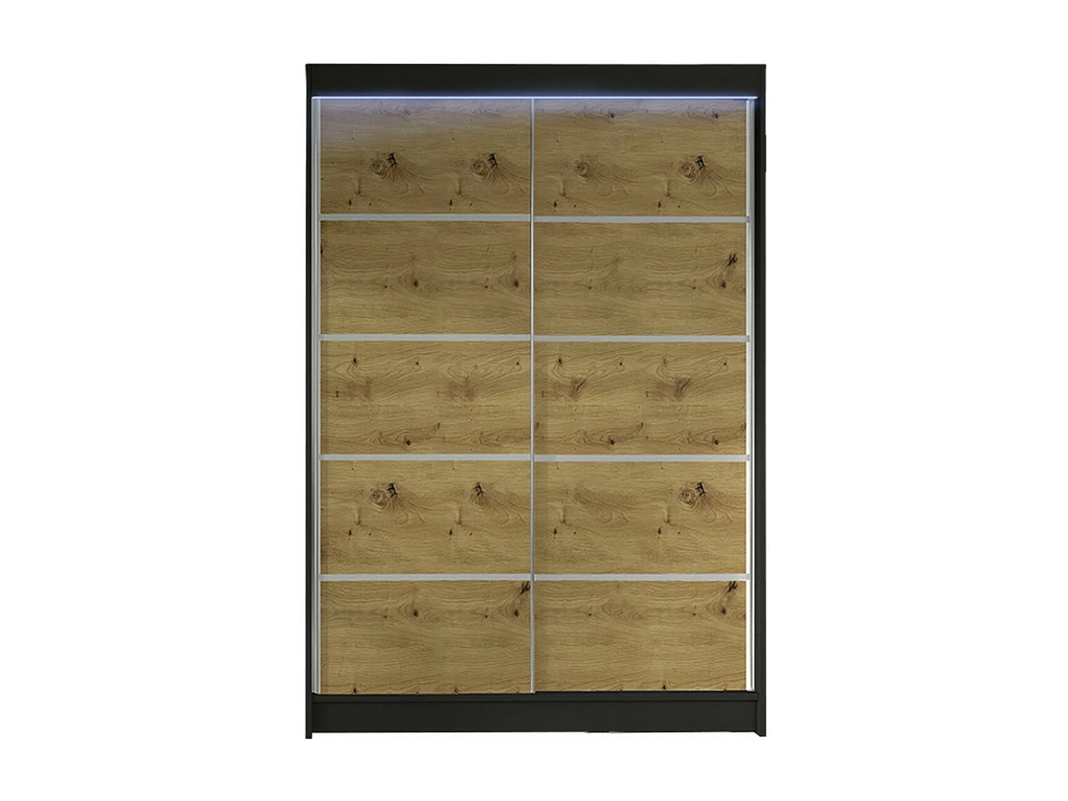 Armoire Closico 150, Noir|Chêne Artisan, 200x120x58cm, Portes d'armoire: Coulissantes