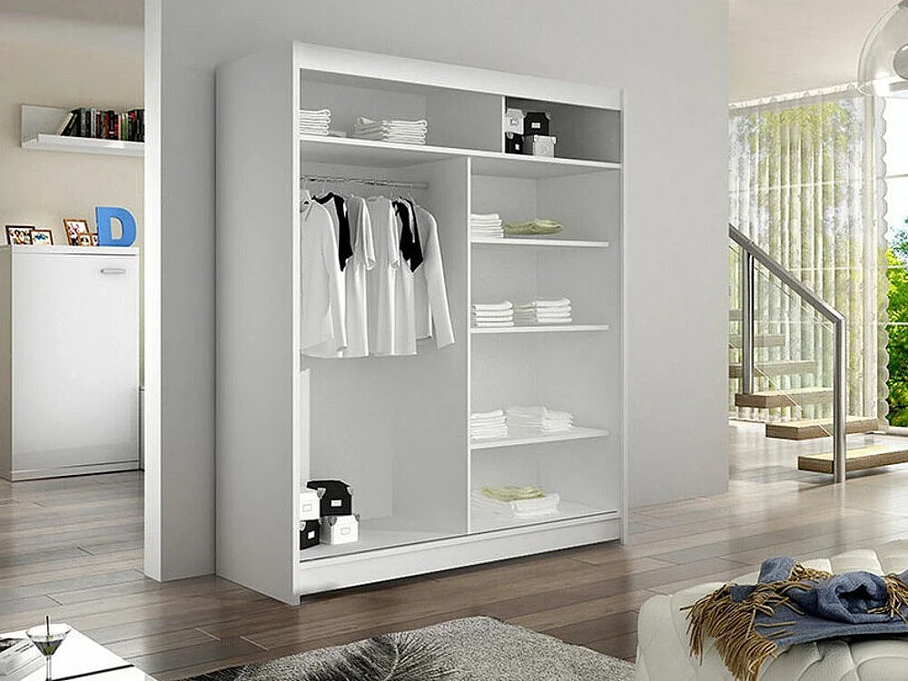 Armoire Closico 150, Noir|Chêne Artisan, 200x120x58cm, Portes d'armoire: Coulissantes