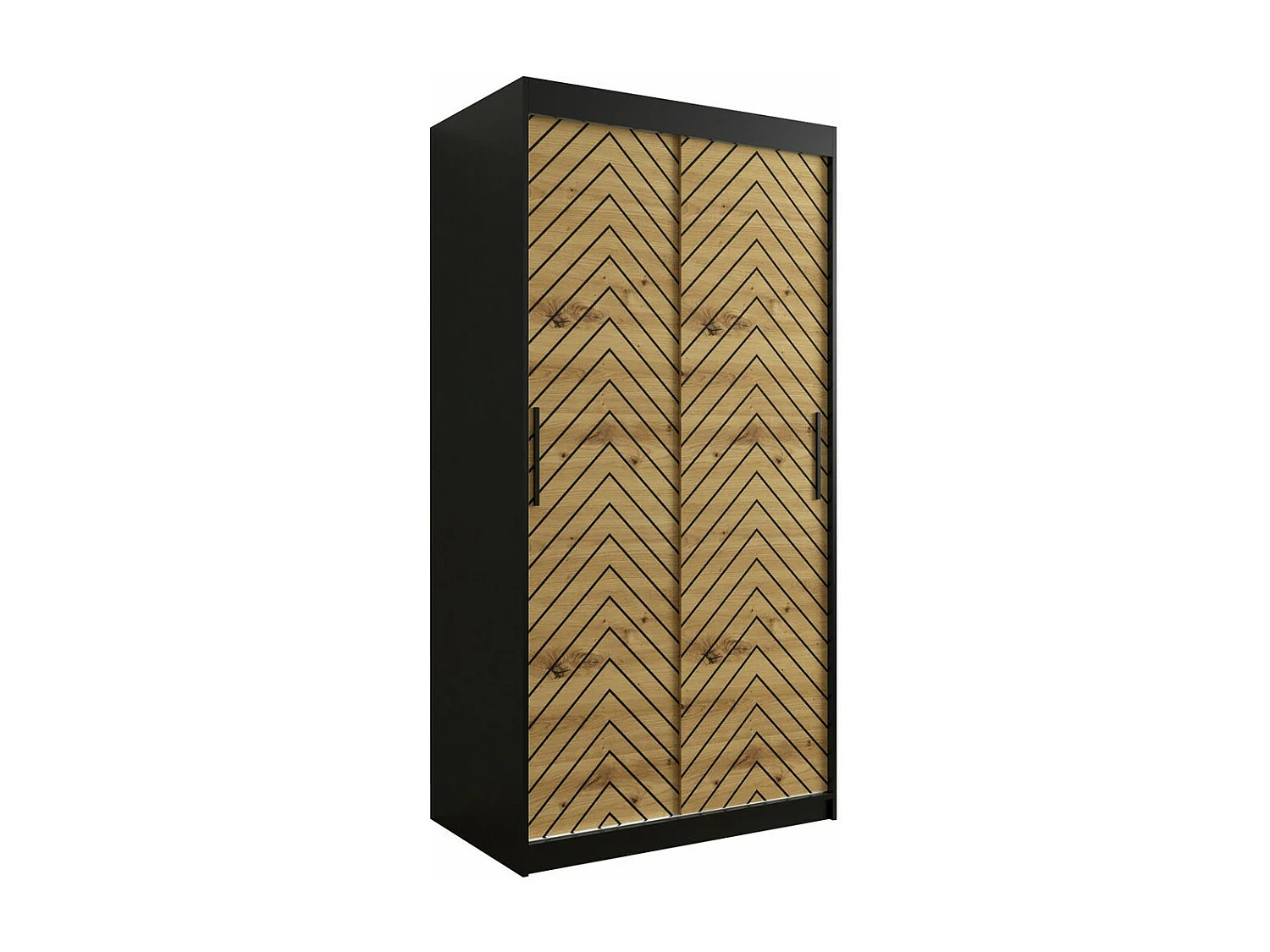Armario Hartford 306, Roble Artisan|Negro, 200x100x62cm, Puertas de armario: Correderas