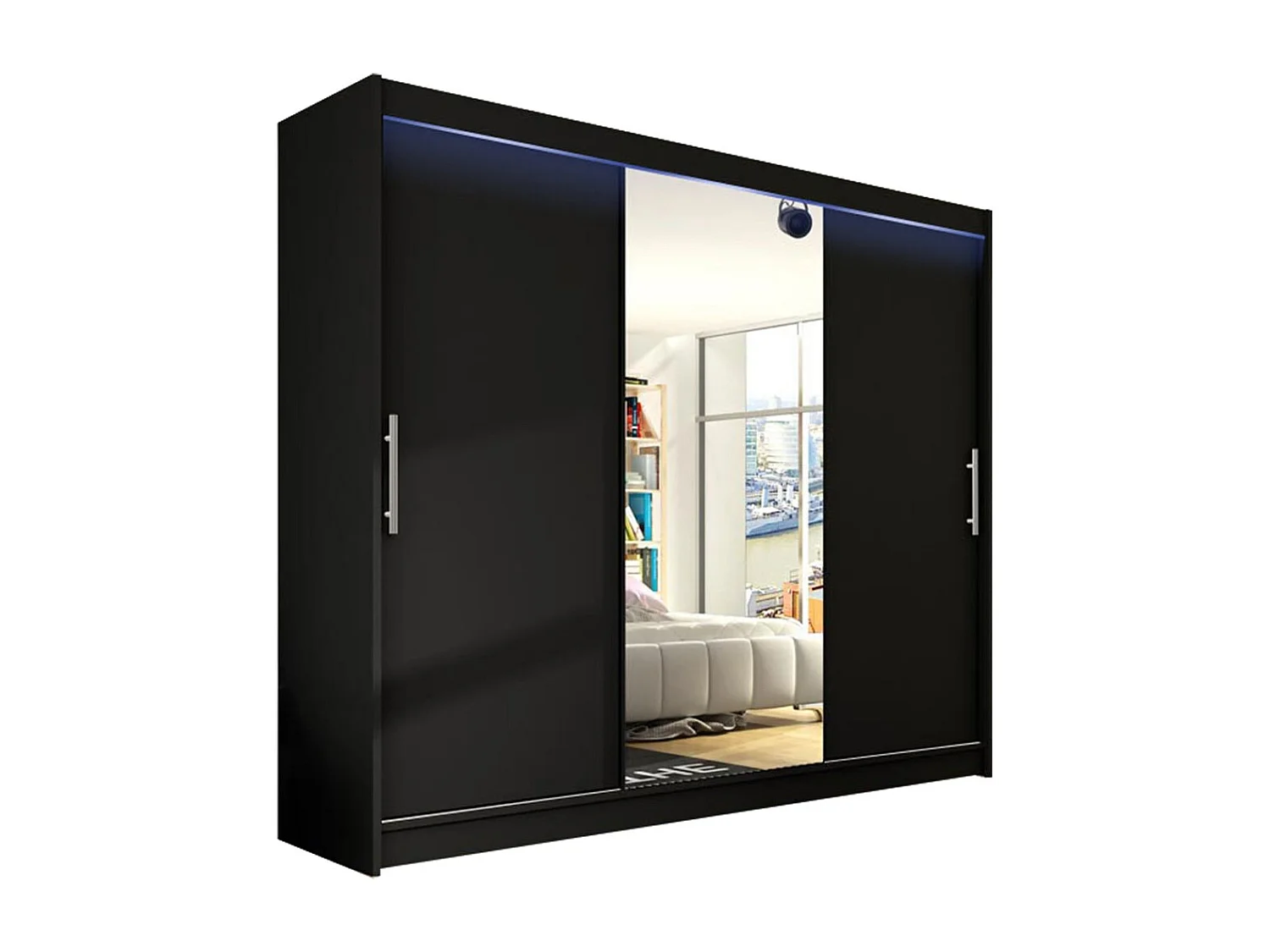 Armario Closico 122, Negro, 215x250x58cm, Puertas de armario: Correderas