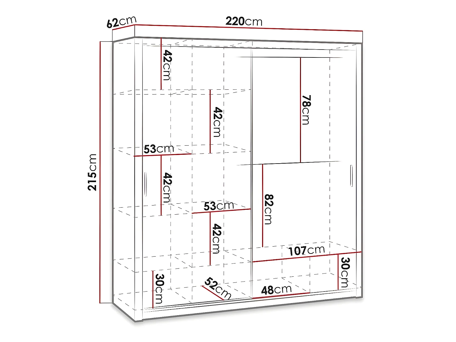 Armoire Catromi 109, Chêne du Monastery, 215x220x62cm, Portes d'armoire: Coulissantes