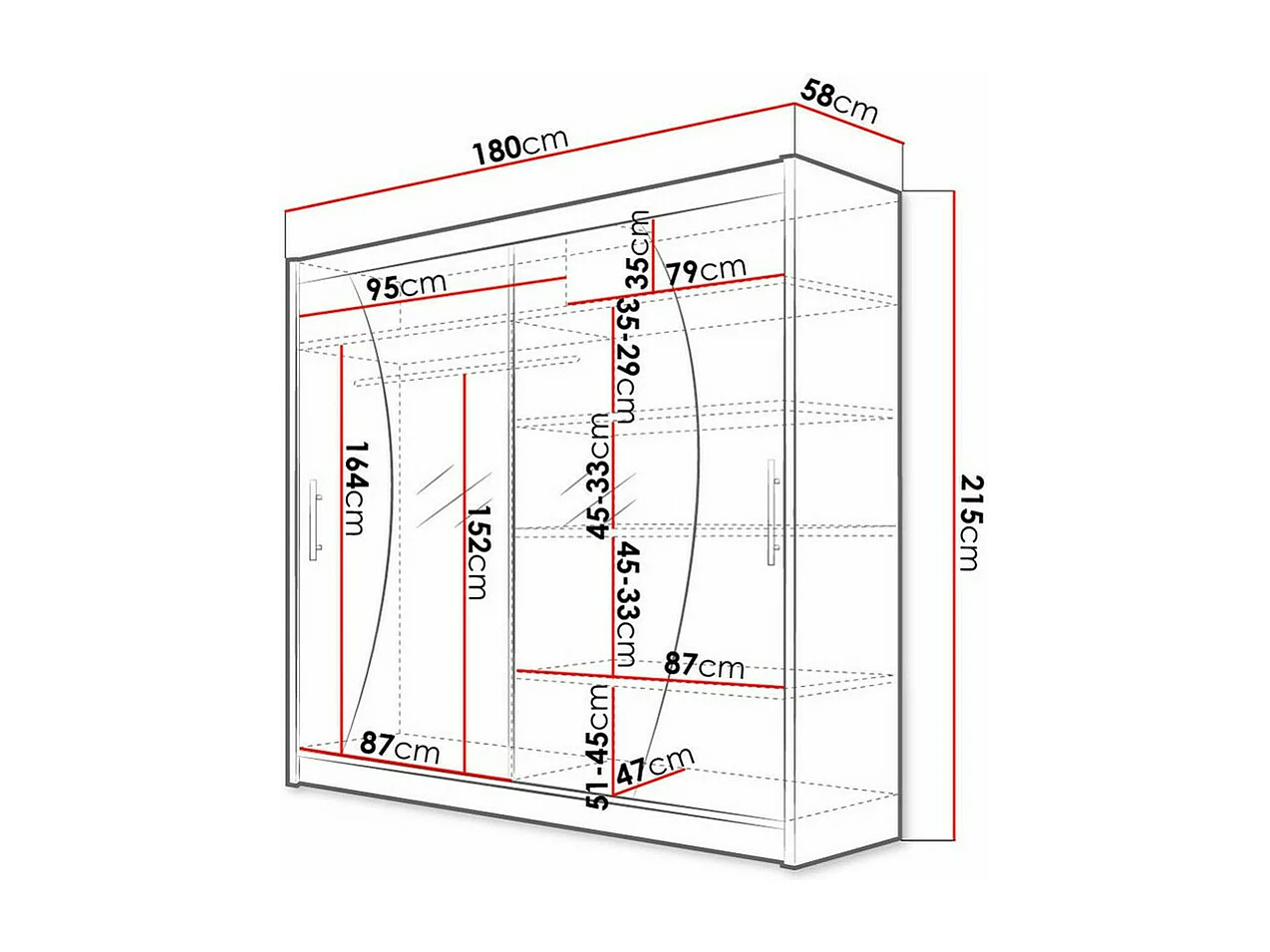 Armario Closico 115, Roble Sonoma, 215x180x58cm, Puertas de armario: Correderas