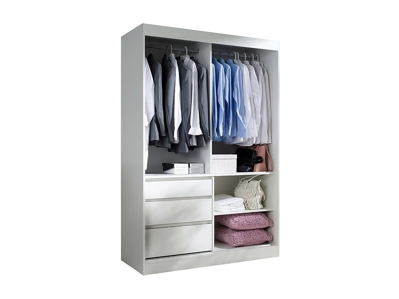 Armario Toledo 115, Blanco, 216x140x65cm, Puertas de armario: Correderas