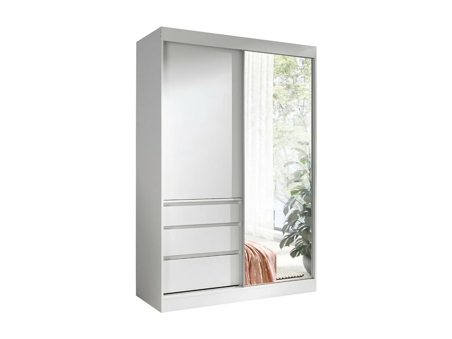 Armario Toledo 115, Blanco, 216x140x65cm, Puertas de armario: Correderas
