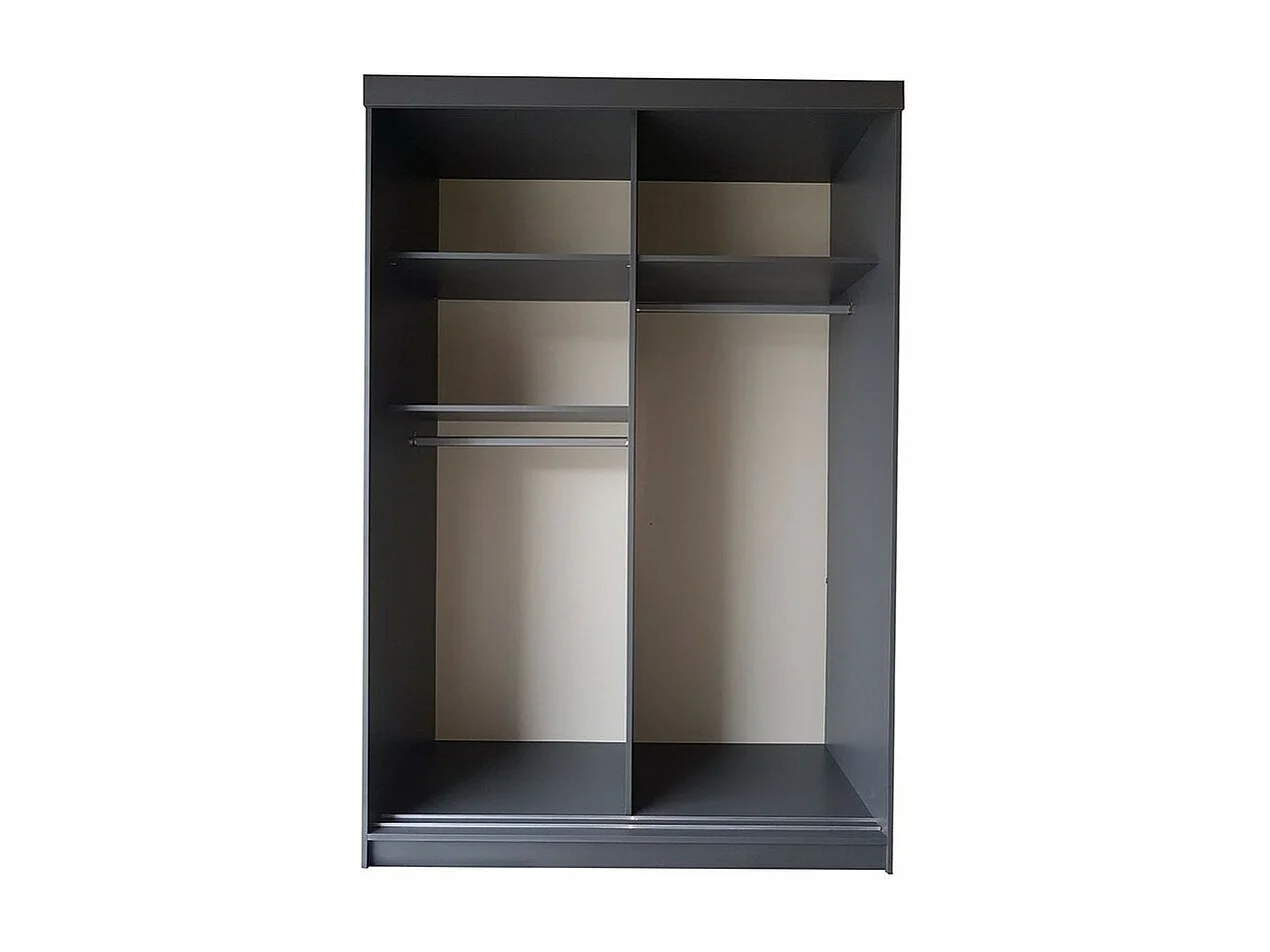 Armoire Dover 111, Graphite|Blanc, 205x138x60cm, Portes d'armoire: Coulissantes