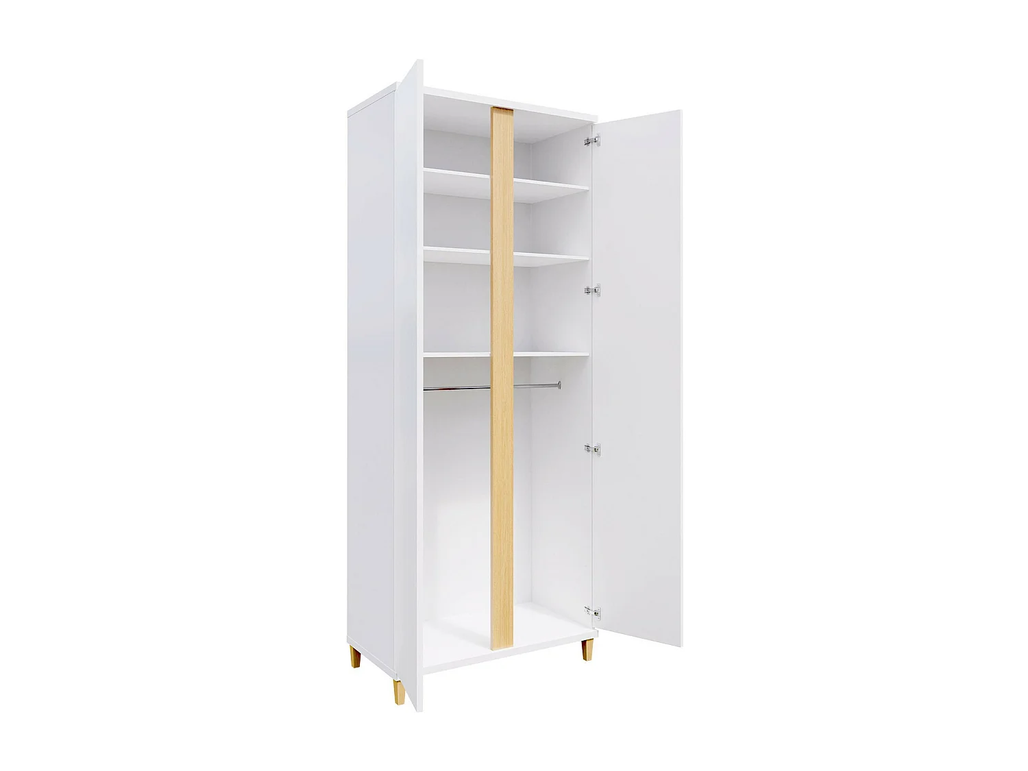 Armoire Livseri 114, Blanc brillant|Blanc, 200x90x55cm, Nombre d'étagères: 3