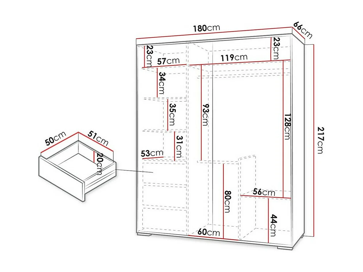 Roupeiro Toledo 102, Número de prateleiras: 5, 22x18x7cm