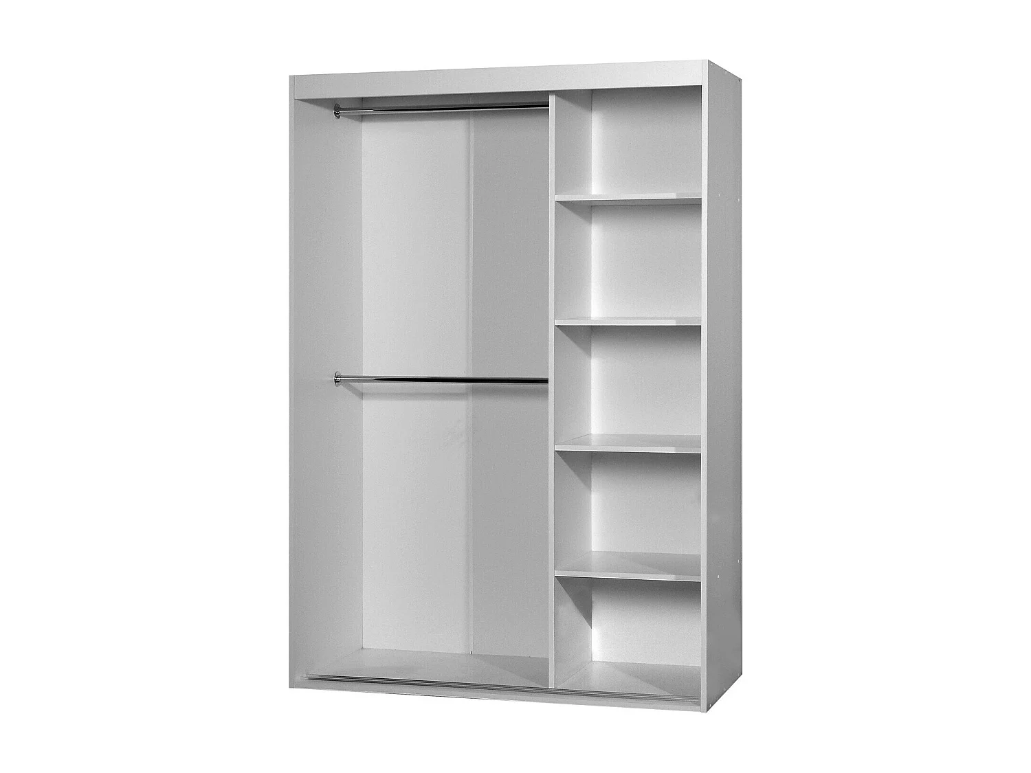 Armoire Apopka 102, Blanc, 205x120x60cm, Portes d'armoire: Coulissantes